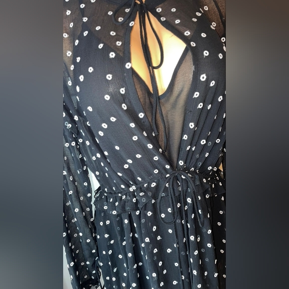 NWT H&M EMBROIDERED DRESS BLACK / DOTTED - Picture 4 of 15